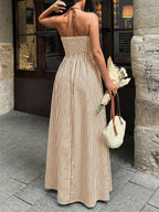 Vacation Dresses Maxi Backless Sleeveless V-Neck Cap Sleeves Sexy Burgundy Summer Dresses
