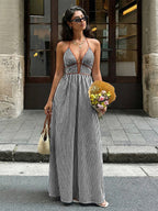 Vacation Dresses Maxi Backless Sleeveless V-Neck Cap Sleeves Sexy Burgundy Summer Dresses