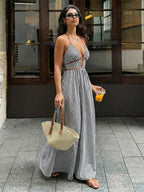 Vacation Dresses Maxi Backless Sleeveless V-Neck Cap Sleeves Sexy Burgundy Summer Dresses