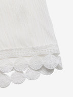 ‌White Lace Hem Drawstring Wide Leg Pants Summer Casual Loose Fit Trousers