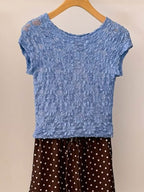 T-Shirt Short Sleeves Tees Black Lace Straps Neck Women Summer T Shirt