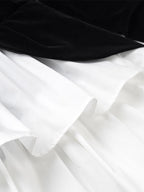Date Night Dresses Faux Two-Piece Mini Ruffled Long Sleeves Two-Tone Chic Black Dress