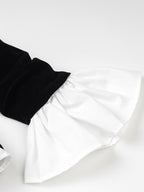 Date Night Dresses Faux Two-Piece Mini Ruffled Long Sleeves Two-Tone Chic Black Dress