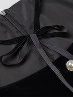 Date Night Dresses Faux Two-Piece Mini Ruffled Long Sleeves Two-Tone Chic Black Dress