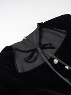 Date Night Dresses Faux Two-Piece Mini Ruffled Long Sleeves Two-Tone Chic Black Dress