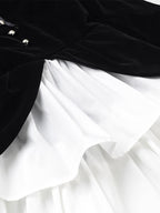 Date Night Dresses Faux Two-Piece Mini Ruffled Long Sleeves Two-Tone Chic Black Dress