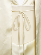 Creamy White Halter Neck Satin Maxi Dress For Women Elegant Formal Style