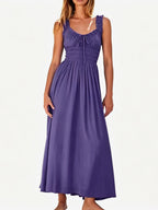 Cream V Neck Ruffled Strap Maxi Dress For Women Elegant Summer Style