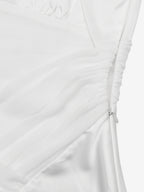 Ivory V Neck Satin Maxi Dress For Women Elegant Formal Style