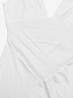 Ivory V Neck Satin Maxi Dress For Women Elegant Formal Style