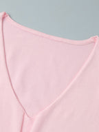 Soft Pink V Neck Knit Maxi Dress For Women Elegant Daily Style