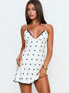 Night Out Dresses Black Polka Dot Sleeveless Straps Neck Summer Dress