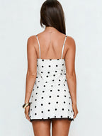 Night Out Dresses Black Polka Dot Sleeveless Straps Neck Summer Dress