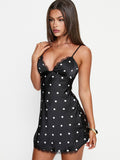 Night Out Dresses Black Polka Dot Sleeveless Straps Neck Summer Dress