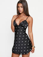 Night Out Dresses Black Polka Dot Sleeveless Straps Neck Summer Dress