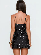 Night Out Dresses Black Polka Dot Sleeveless Straps Neck Summer Dress
