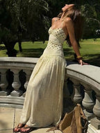 Daily Dresses Maxi Woman's Dress Sleeveless Straps Neck Sexy White Dress