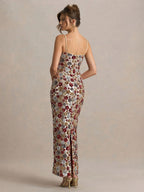 Party Dress Maxi Red Straps Neck Split Front Sleeveless Sexy Semi Formal Summer Dress