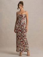 Party Dress Maxi Red Straps Neck Split Front Sleeveless Sexy Semi Formal Summer Dress