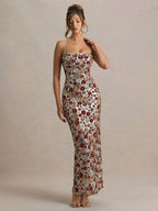 Party Dress Maxi Red Straps Neck Split Front Sleeveless Sexy Semi Formal Summer Dress