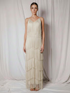 Party Dress Maxi Gold V-Neck Sleeveless Open Shoulder Sexy Semi Formal Summer Dress