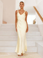 Party Dress Maxi Royal Blue Straps Neck Sleeveless Backless Sexy Semi Formal Gown