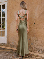 Party Dress Maxi Royal Blue Straps Neck Sleeveless Backless Sexy Semi Formal Gown