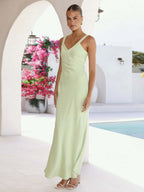 Party Dress Maxi Royal Blue Straps Neck Sleeveless Backless Sexy Semi Formal Gown