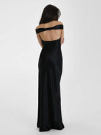 Party Dress Maxi Beige V-Neck Off-Shoulder Backless Chic Semi Formal Summer Gown