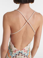 Vacation Dresses Maxi Backless Sleeveless Halter Casual Blue Summer Dress