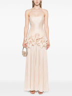 Party Dress Maxi Apricot Strapless Sleeveless Backless Chic Semi Formal Gown