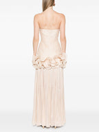 Party Dress Maxi Apricot Strapless Sleeveless Backless Chic Semi Formal Gown