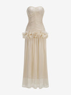 Party Dress Maxi Apricot Strapless Sleeveless Backless Chic Semi Formal Gown
