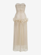 Party Dress Maxi Apricot Strapless Sleeveless Backless Chic Semi Formal Gown