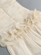 Party Dress Maxi Apricot Strapless Sleeveless Backless Chic Semi Formal Gown