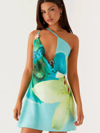 Midi Dress Floral Print Lace Up Backless Chiffon Chic Embellished Collar Sleeveless Dress