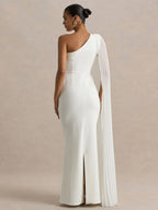 Date Night Dresses Maxi Split Front Sleeveless One-Shoulder Casual Blue Dress