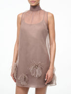 Mini Dresses Light Brown Sleeveless Lace Up Chiffon Short Dress For Women Mini Dresses