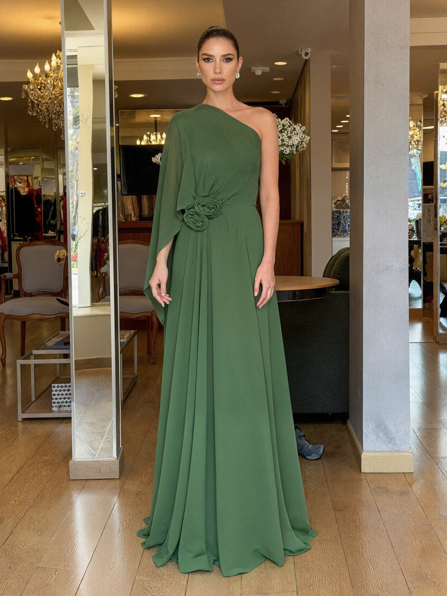 Party Dress Maxi Orange One-Shoulder Sleeveless Clothes Retro Semi Formal Summer Dress