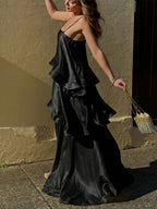 Date Night Dresses Maxi Sleeveless Straps Neck Sexy Yellow Bohemian Dress