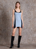 Daily Dresses Mini Daily Sleeveless U-Neck Raised Waist Blue Dress
