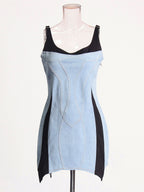 Daily Dresses Mini Daily Sleeveless U-Neck Raised Waist Blue Dress