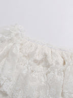 Daily Dresses Woman's Mini White Lace Off-The-Shoulder Raised Waist Dress