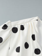 Date Night Dresses Summer Long Sleeves Polka Dot V-Neck Puff Sleeves Casual White Mini Dress