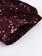 Night Out Dresses Maxi Burgundy Short Puff Sleeves High Collar Summer Dress