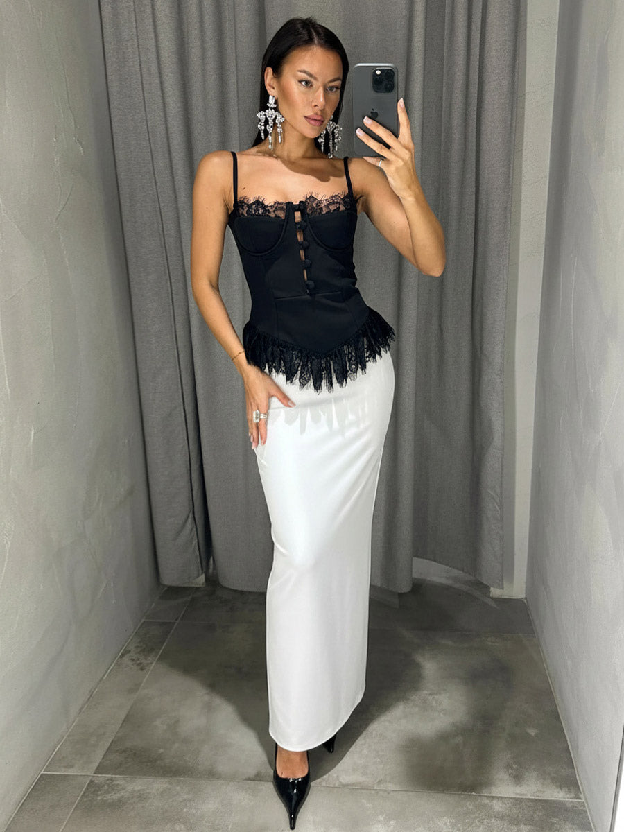 Vest Black Cami Top Straps Neck Lace Casual Backless Women Summer Camis