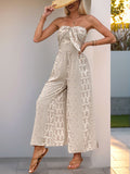 Jumpsuits Printed Strapless Sleeveless Lace Up Strapless Straight Summer One Piece Outfit