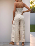 Jumpsuits Printed Strapless Sleeveless Lace Up Strapless Straight Summer One Piece Outfit
