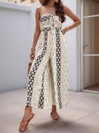 Jumpsuits Printed Strapless Sleeveless Lace Up Strapless Straight Summer One Piece Outfit