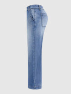 Jeans Light Wash Barrel High Waisted Cropped Denim Pants